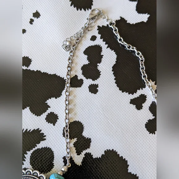 Turquoise and Silver Statement Necklace - Picture 4 of 5